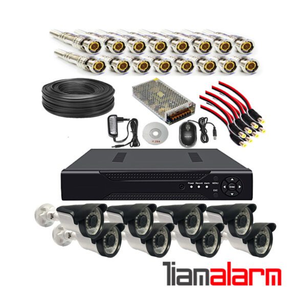 پکیج کامل ۸ دوربین مداربسته بالت فلزی LIGHT + دستگاه ۸ کانال ۱۰۸۰N
