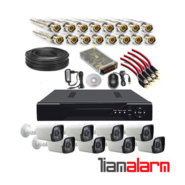 پکیج کامل ۸ دوربین مداربسته بالت فلزی SEZAR + دستگاه ۸ کانال ۱۰۸۰N