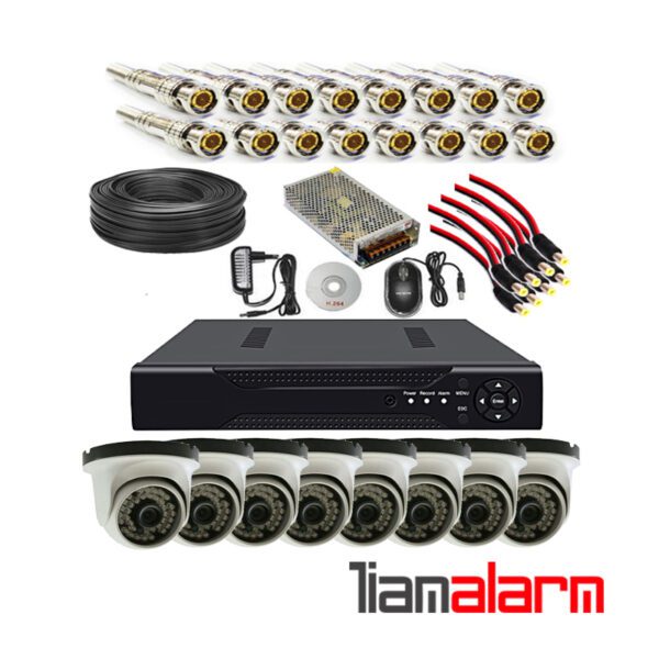 پکیج کامل ۸ دوربین مداربسته دام فلزی SEZAR + دستگاه ۸ کانال ۱۰۸۰N